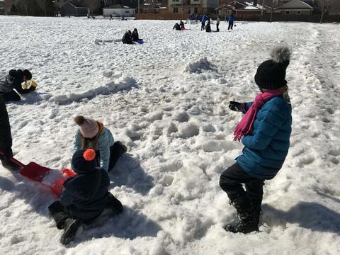 Carpenter students build snow creations during the last week of February 2021.