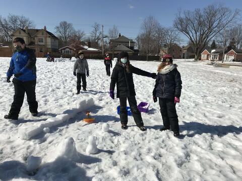 Carpenter students build snow creations during the last week of February 2021.