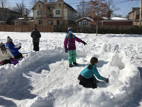 Carpenter students build snow creations during the last week of February 2021.