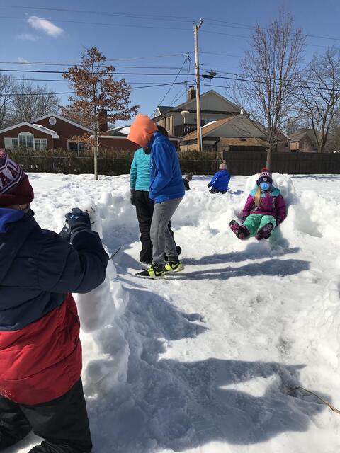 Carpenter students build snow creations during the last week of February 2021.