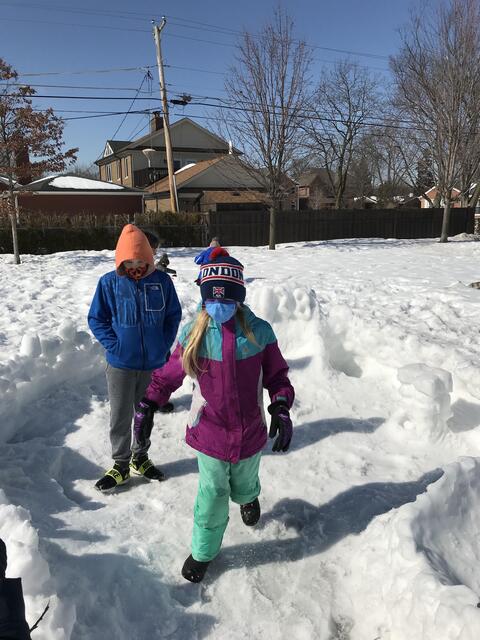 Carpenter students build snow creations during the last week of February 2021.