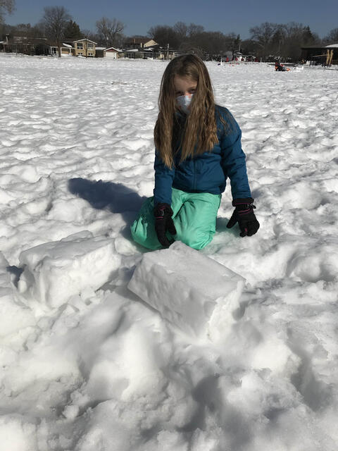 Carpenter students build snow creations during the last week of February 2021.