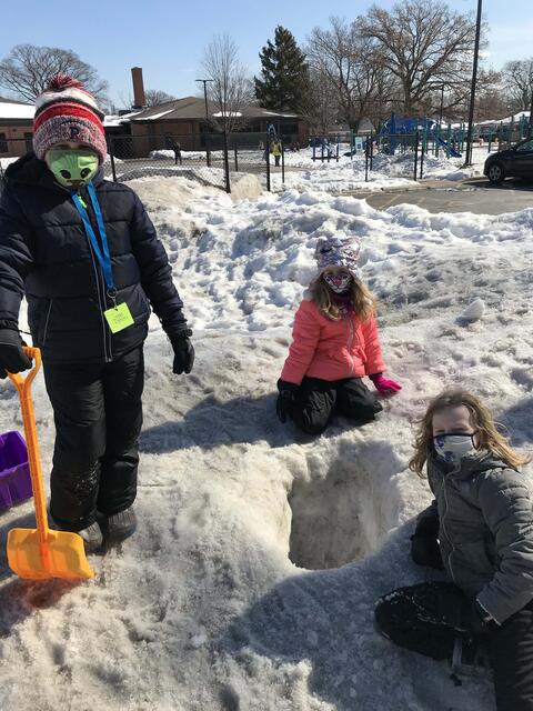 Carpenter students build snow creations during the last week of February 2021.