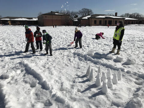 Carpenter students build snow creations during the last week of February 2021.