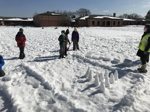 Carpenter students build snow creations during the last week of February 2021.