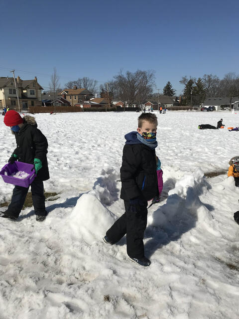 Carpenter students build snow creations during the last week of February 2021.