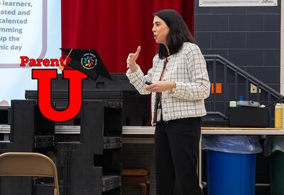 Dr. Alaimo presenting at the March Parent University