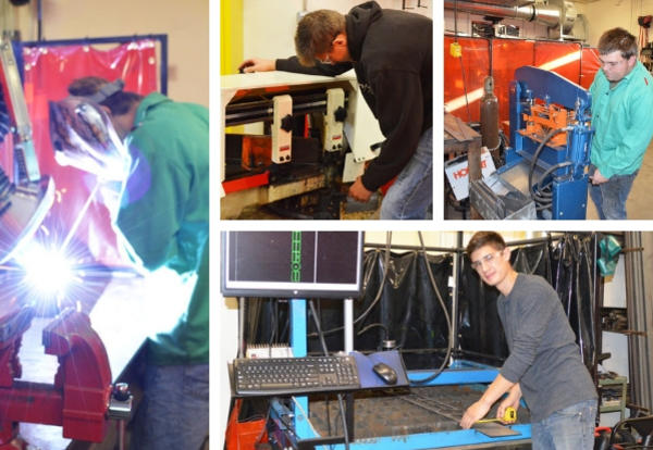 collage of students welding at KHS