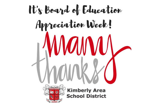 Graphic "It's Board of Education Appreciation Week! Many Thanks"