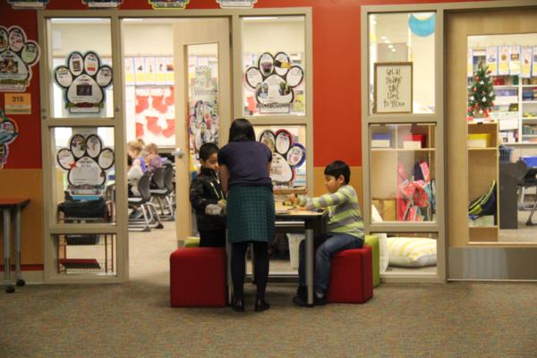 Lincoln Pod outside of classroom for individual and small group learning