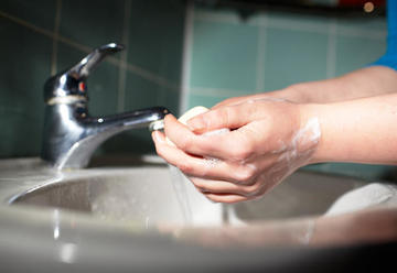 Sink and washing hands