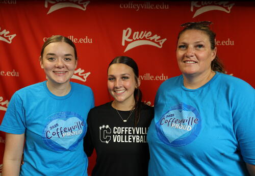Coach Kandi and two Volleyball Students