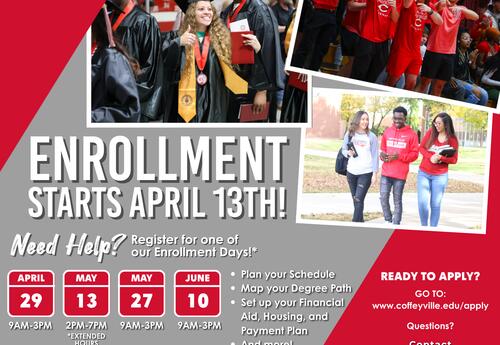 Graphic stating: Enrollment Starts April 13th and listed dates and information stated in Press Release
