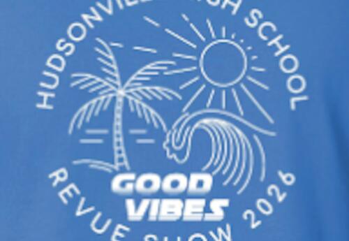 A Palm tree and waves "Good Vibes" Revue Show 2026