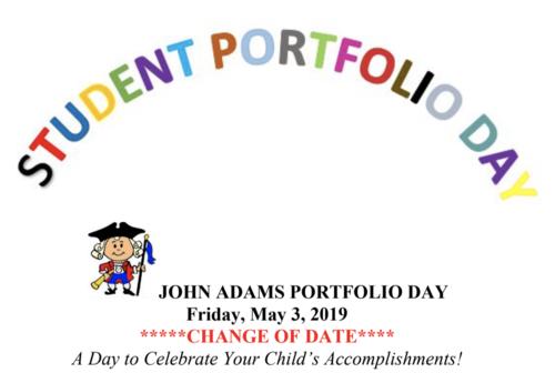 John Adams Student Portfolio Day is coming on Friday, May 3rd from 8:15am until 9:30am.