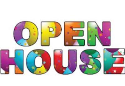 colorful text "Open House"