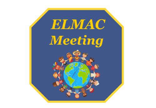 children circling globe with text "ELMAC Meeting"