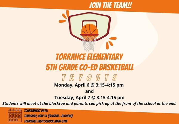 5th grade Co-Ed Basketball Tryouts