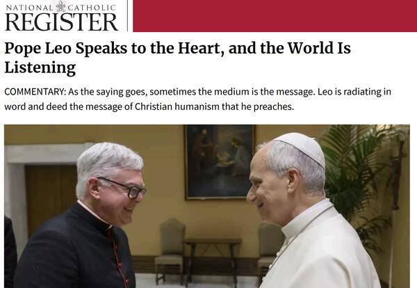 Photo of Pope Leo  XIV and Donnelly College President Monsignor Swetland