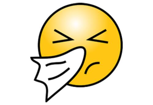 sneezing yellow smiley face
