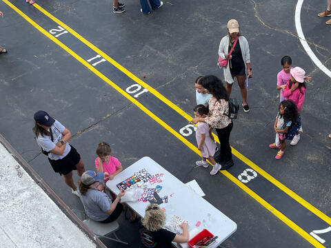 overhead photo of back to school bash activities