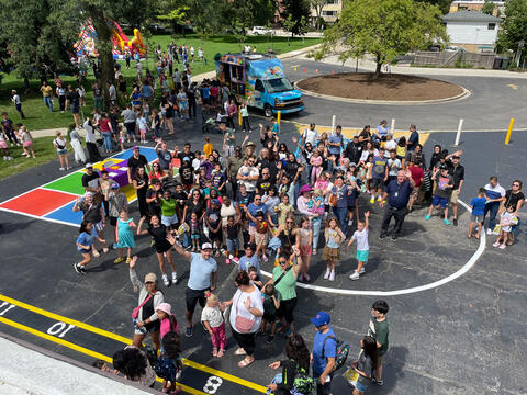 photo of back to school bash guests with superintendent kyle