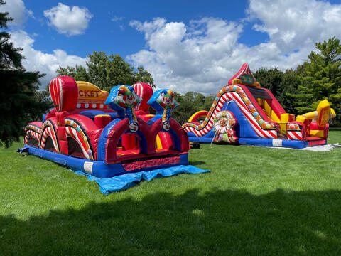 bouncy houses at the back to school bash