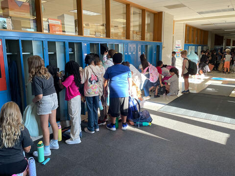 Middleton students arrive and load in their lockers