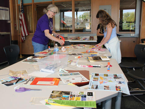 Photo of September Crafternoon materials and participants