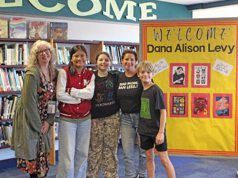 Mrs. Gammeri with students and the author