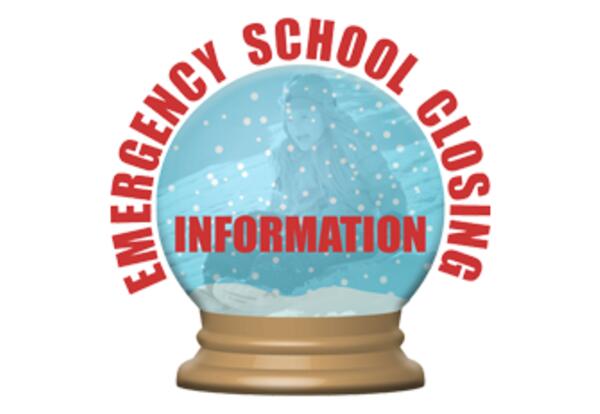 Emergency School Closing snowglobe graphic