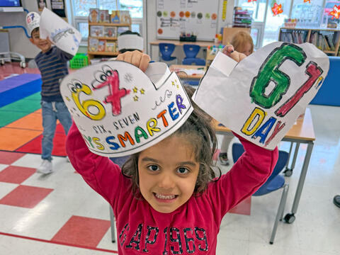 kindergarten students celebrate 6 7 Day