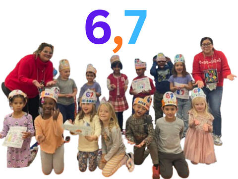 kindergarten students and teachers celebrate 6 7 Day
