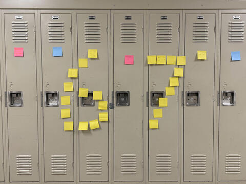 photo of yellow stickies displayed as 6 7