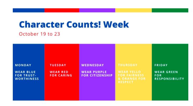Character Counts Week October 19 23 Willowbrook Pto