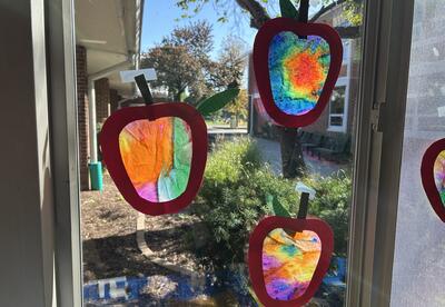 student-created apple art