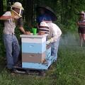 Jason opens hive.
